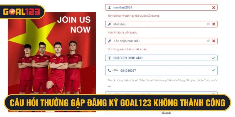 Người chơi đăng ký không thành công do một số vấn đề