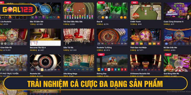 Chơi casino trực tuyến Goal123 trải nghiệm đa dạng sản phẩm