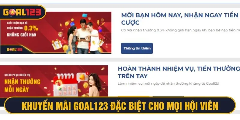 Nhận khuyến mãi đặc biệt từ Goal123 ngay cả khi không đặt cược